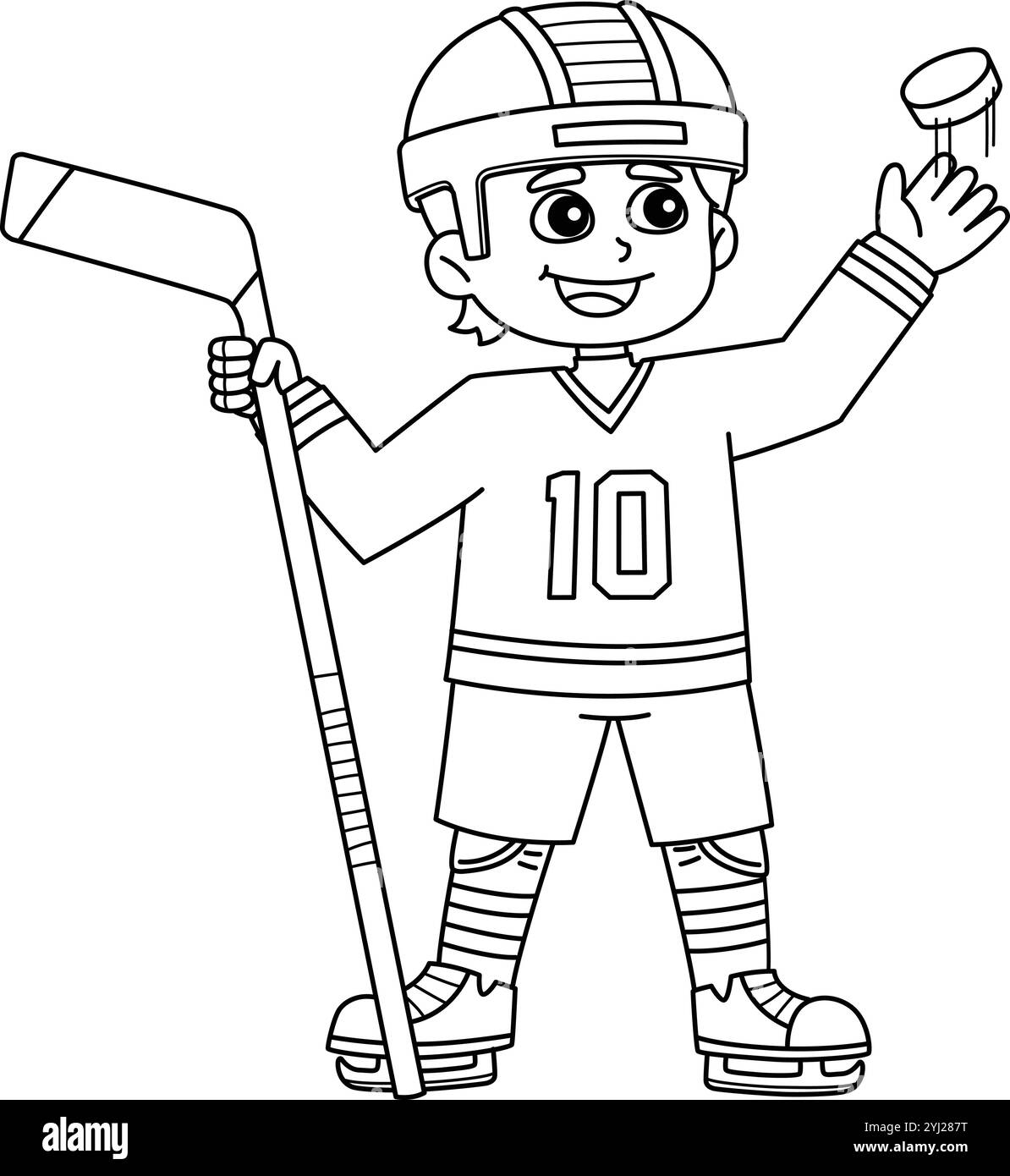 Coloriage isolé pour joueur de hockey sur glace Illustration de Vecteur