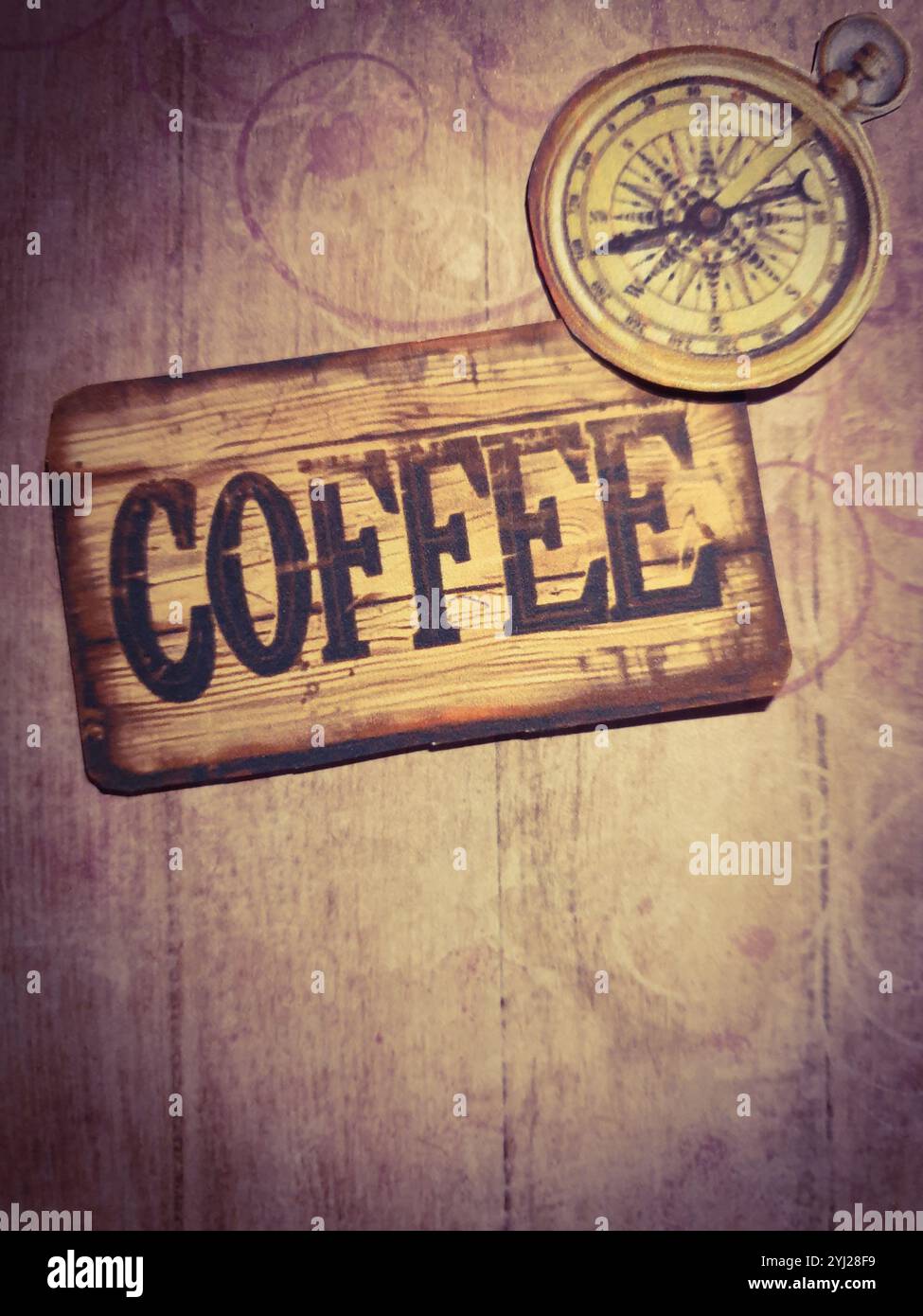 Fond beige avec signe „café“ Banque D'Images