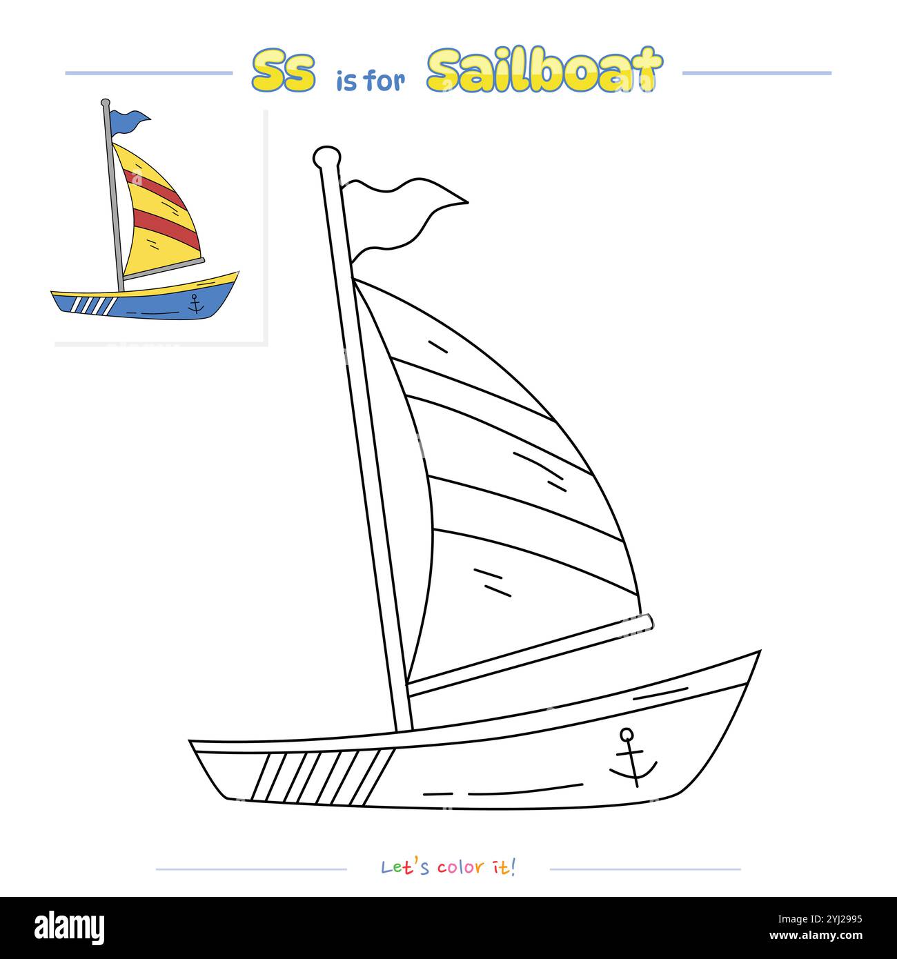 Coloriage des pages et apprentissage de la collection alphabétique Illustration de Vecteur