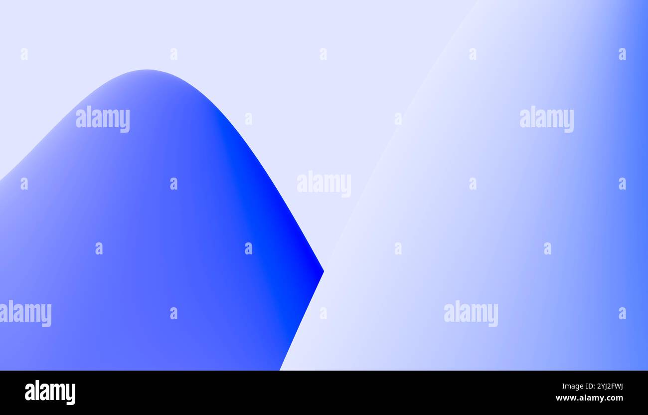 Fond dégradé bleu et blanc abstrait avec un design ondulé lisse. Banque D'Images