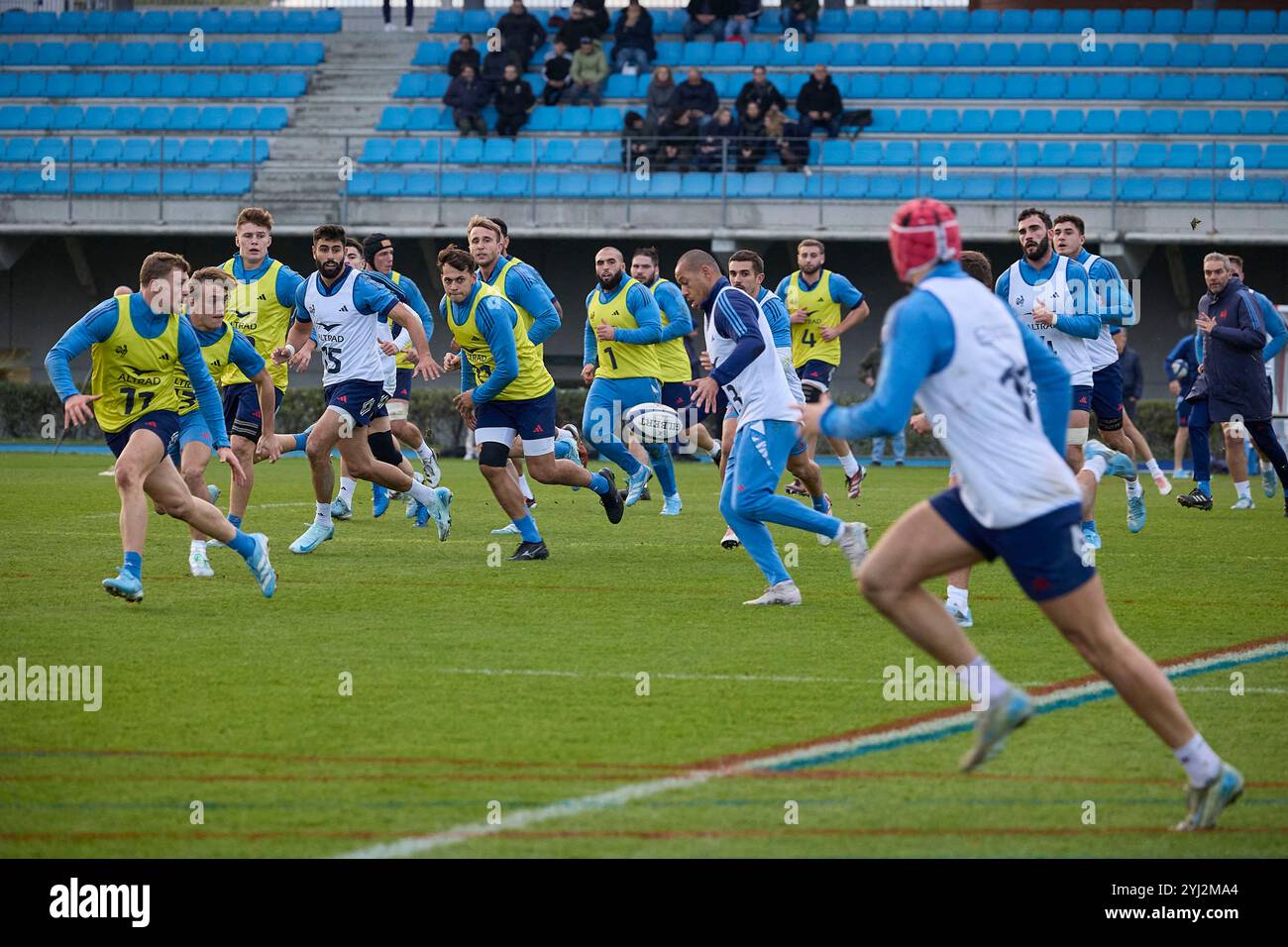 Marcoussis, France. 12 novembre 2024. Entraînement de l’équipe de France de rugby au centre national de rugby de Marcoussis (Essonne) pour le match contre la Nouvelle-Zélande le samedi 16 novembre au stade de France, dans le cadre des Autumn Nations Series 2024. Centre national de rugby de Marcoussis, France, le 12 novembre 2024. Photo de Jean Pierre Nguyen Van Hai Barbier/ABACAPRESS. COM Credit : Abaca Press/Alamy Live News Banque D'Images