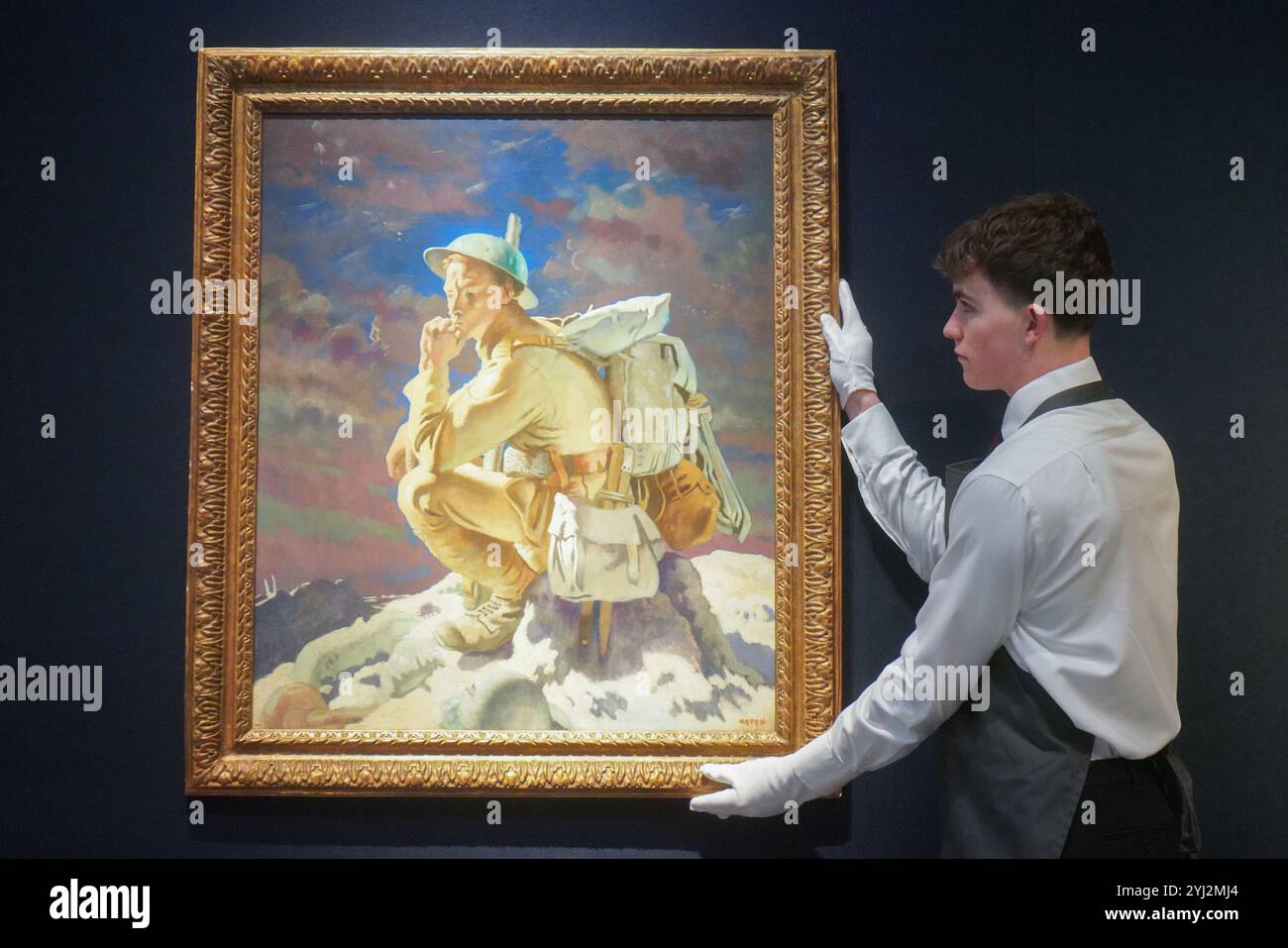 Londres, Royaume-Uni. 13 novembre 2024 SIR WILLIAM ORPEN, R.A. (1878-1931) le penseur sur la butte de Warlencourt, estimation : GBP 400 000 - 600 000. Découvrez la collection privée de Mary et Alan Hobart chez Christie's Pioneers of Modern British and Irish Art. La vente aura lieu chez Christie's le 19 novembre 2024 Credit. Amer Ghazzal/Alamy Live News Banque D'Images