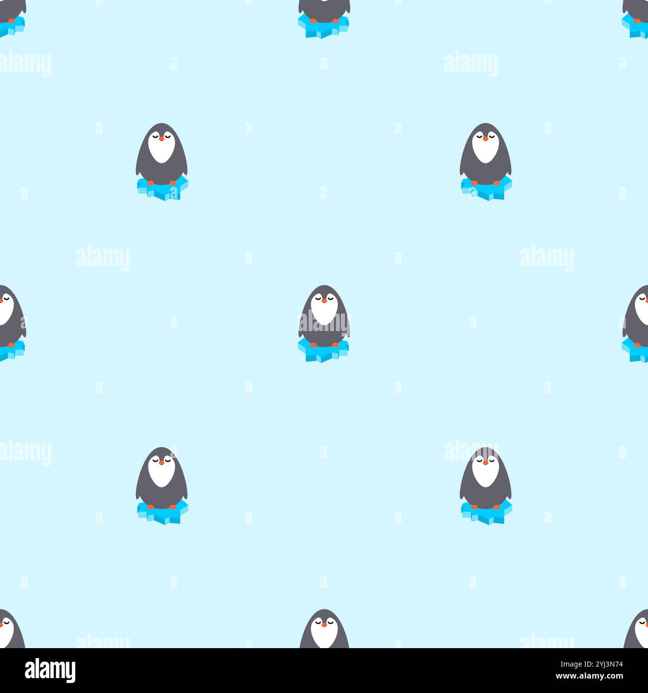 Pingouin sur un motif de floe de glace sans couture. Ornement pour tissu pour enfants. Fond de pingouins Illustration de Vecteur