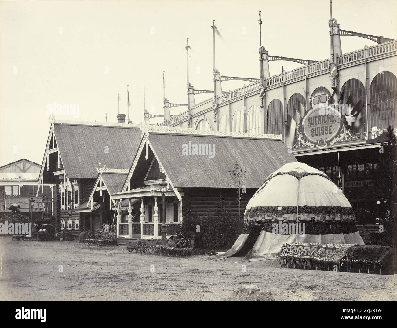 Photo vintage de Paris. Exposition universelle de 1867, Russia Park : maisons russes. France. 1867 Banque D'Images