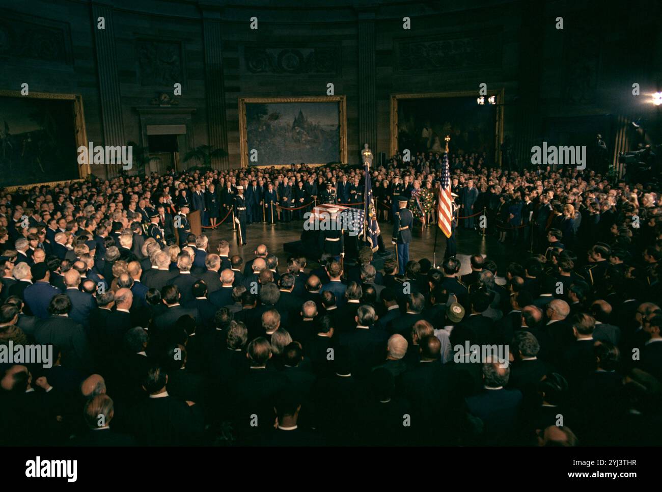 Cérémonies funéraires Lyndon Johnson à l'intérieur du Capitole. ÉTATS-UNIS. 24 janvier 1973 Banque D'Images