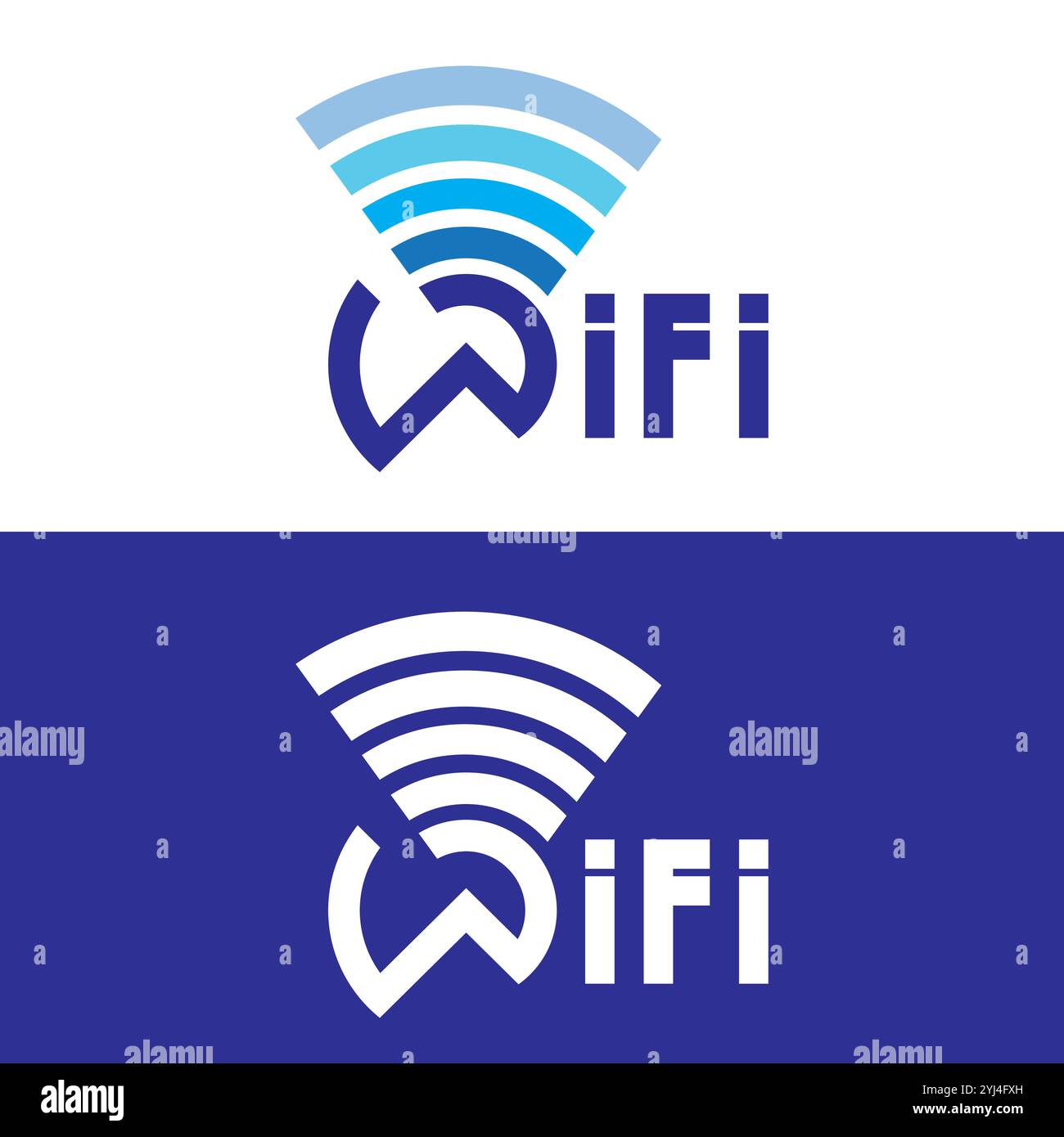 Texte bleu wifi isolé sur fond blanc Illustration de Vecteur