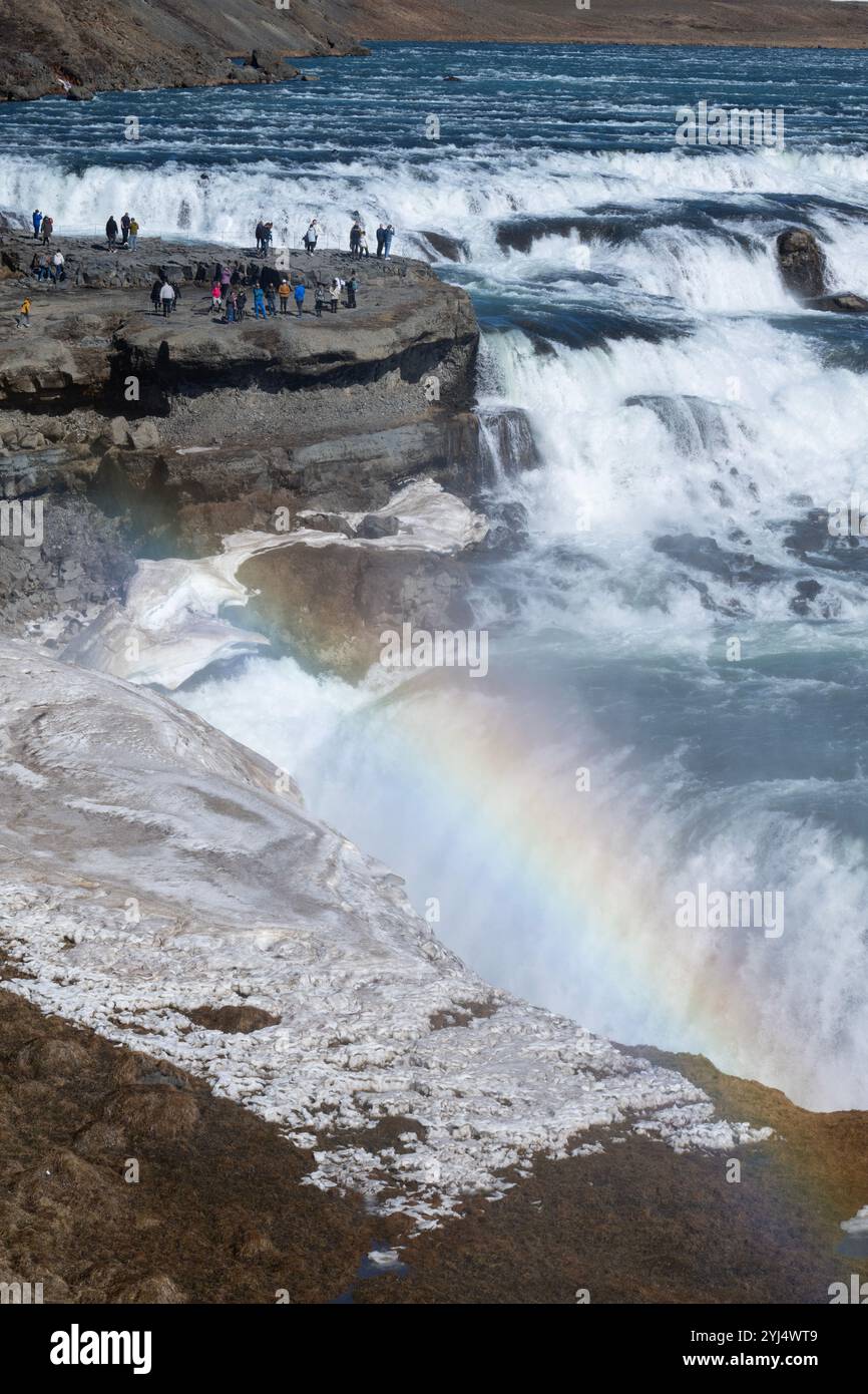 Islande, Reykjavik, cercle d'Or. Gullfoss alias Golden Falls. Banque D'Images