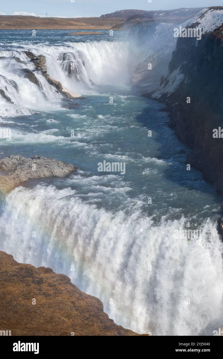 Islande, Reykjavik, cercle d'Or. Gullfoss alias Golden Falls. Banque D'Images