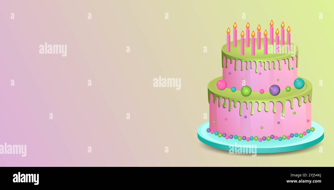 vue latérale du gâteau du 11ème anniversaire sur fond vide Banque D'Images