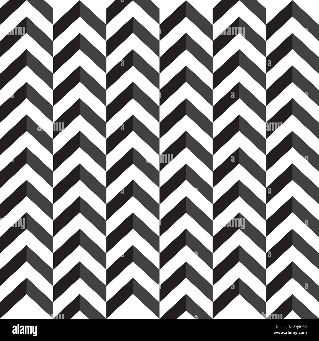 Motif zigzag, 3D, industriel, illusion d'optique, gris foncé sur fond concret Illustration de Vecteur