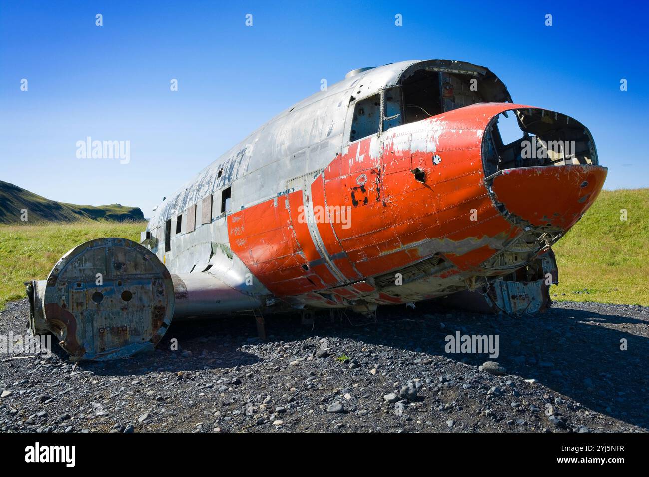 Épave d'un avion Douglas DC-3 près de Markarvegur, Islande Banque D'Images