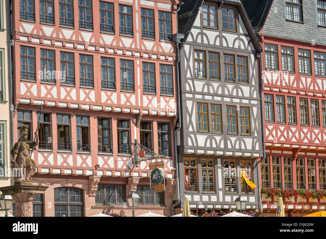 Fachwerkhäuser, Römerberg Ostzeile, Francfort-sur-le-main, Hessen, Allemagne Banque D'Images