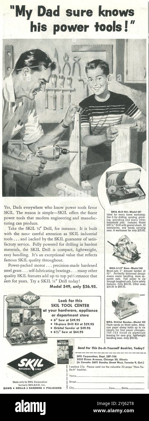 1956 Skil anciennement Skilsaw Drill ad Banque D'Images