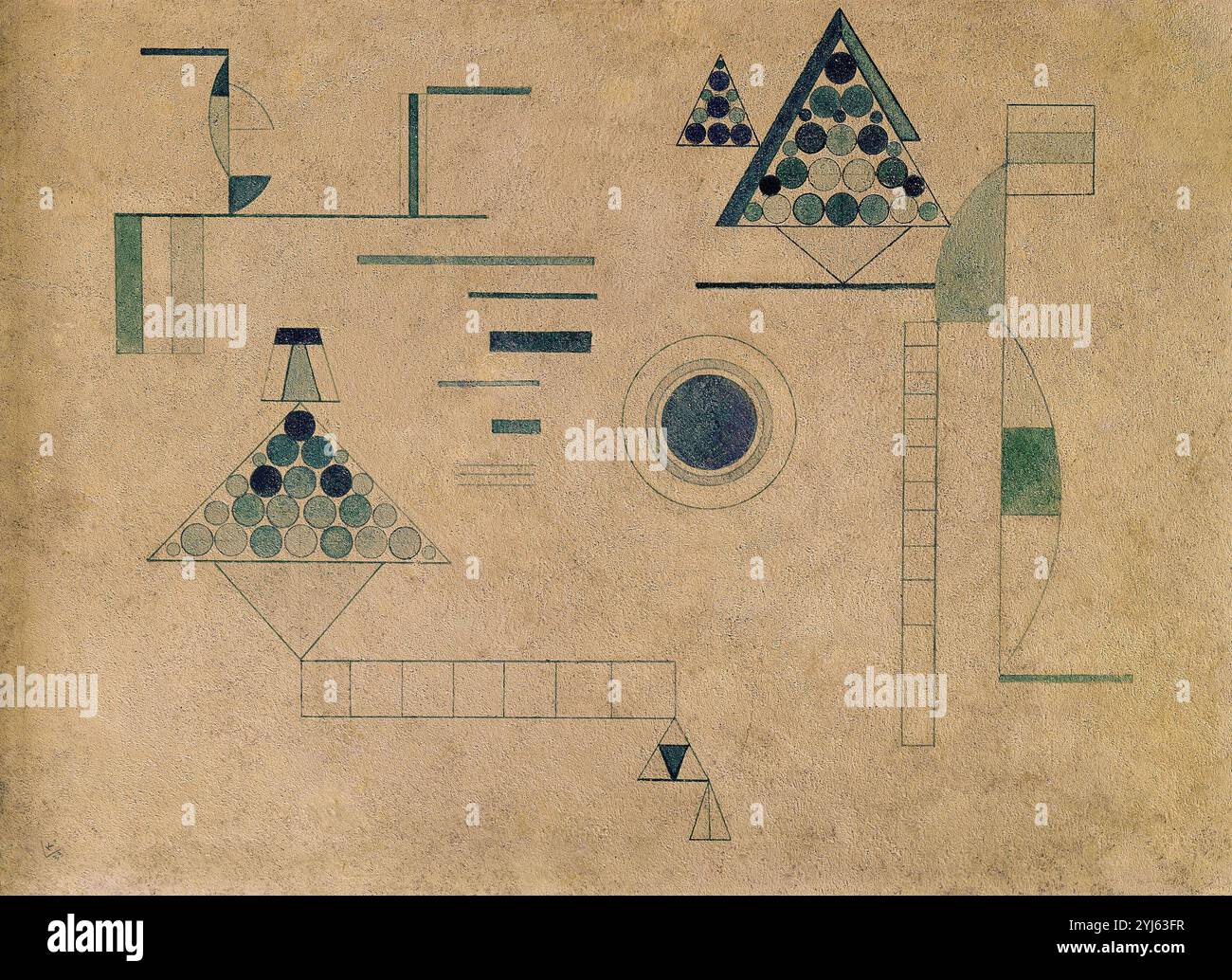 RAYAS Y CIRCULOS VERDES 1933. Auteur : VASILY KANDINSKY (1866/1944). Lieu : COLLECTION PRIVÉE. MADRID. ESPAGNE. Banque D'Images
