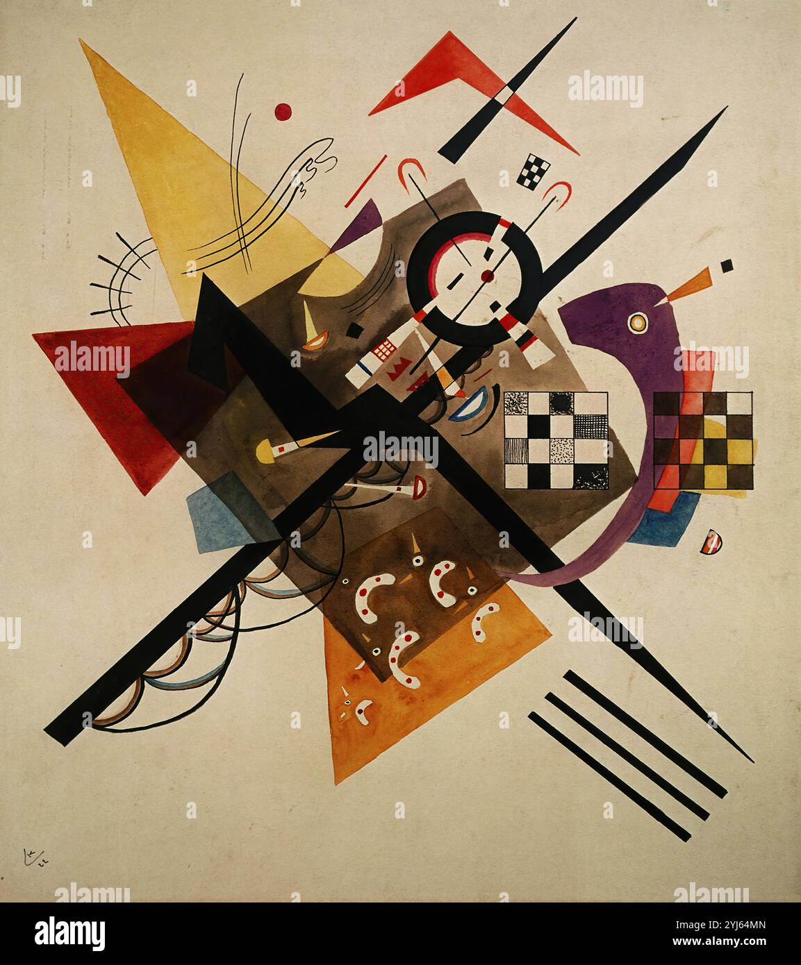 Sur Blanc II - 1923 - 105x98 cm - huile sur toile. Auteur : VASILY KANDINSKY (1866/1944). LIEU : MUSEO DE ARTE MODERNO DE LA VILLA DE PARIS. France. Banque D'Images