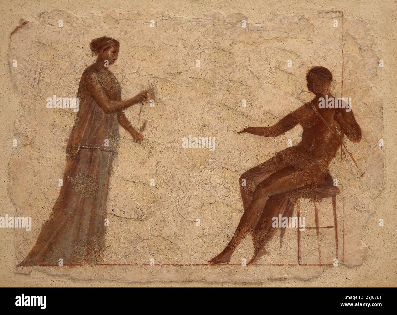 Fragment d'une fresque représentant un homme et une femme. Âge impérial. Musée national romain. Bains de Dioclétien. Rome. Italie. Banque D'Images