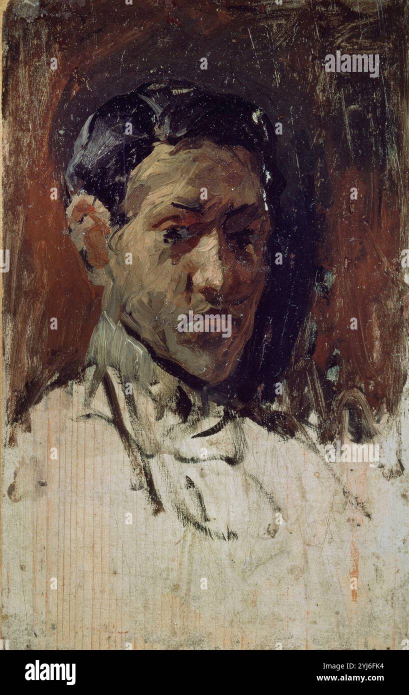 'Autoportrait', 1896, huile sur panneau, 22,1 x 13,7 cm. Auteur : PABLO PICASSO. Lieu : MUSÉE PICASSO. Barcelone. ESPAGNE. Banque D'Images