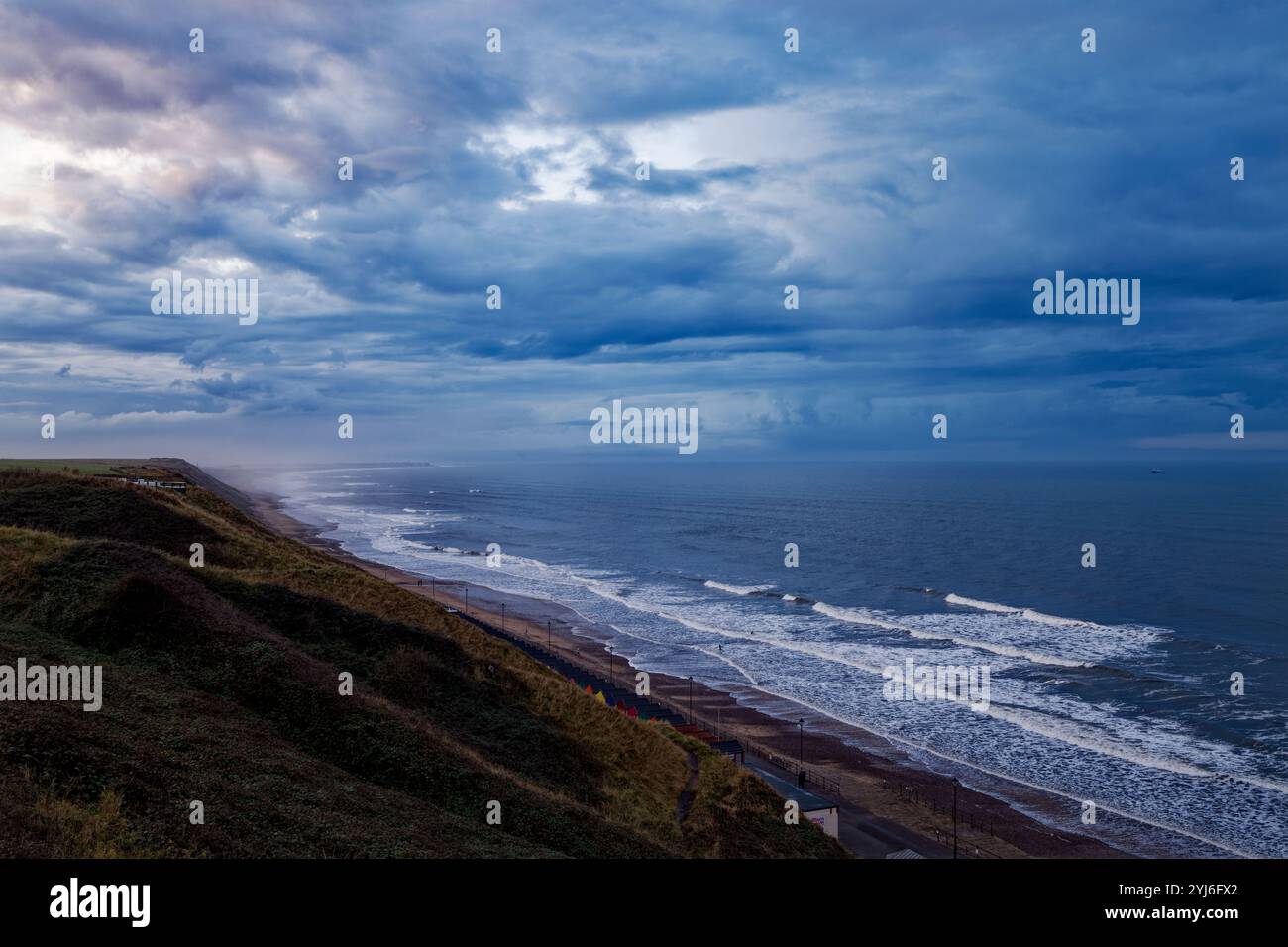 L'étendue de la plage de Saltburn vers Redcar, Angleterre. Banque D'Images