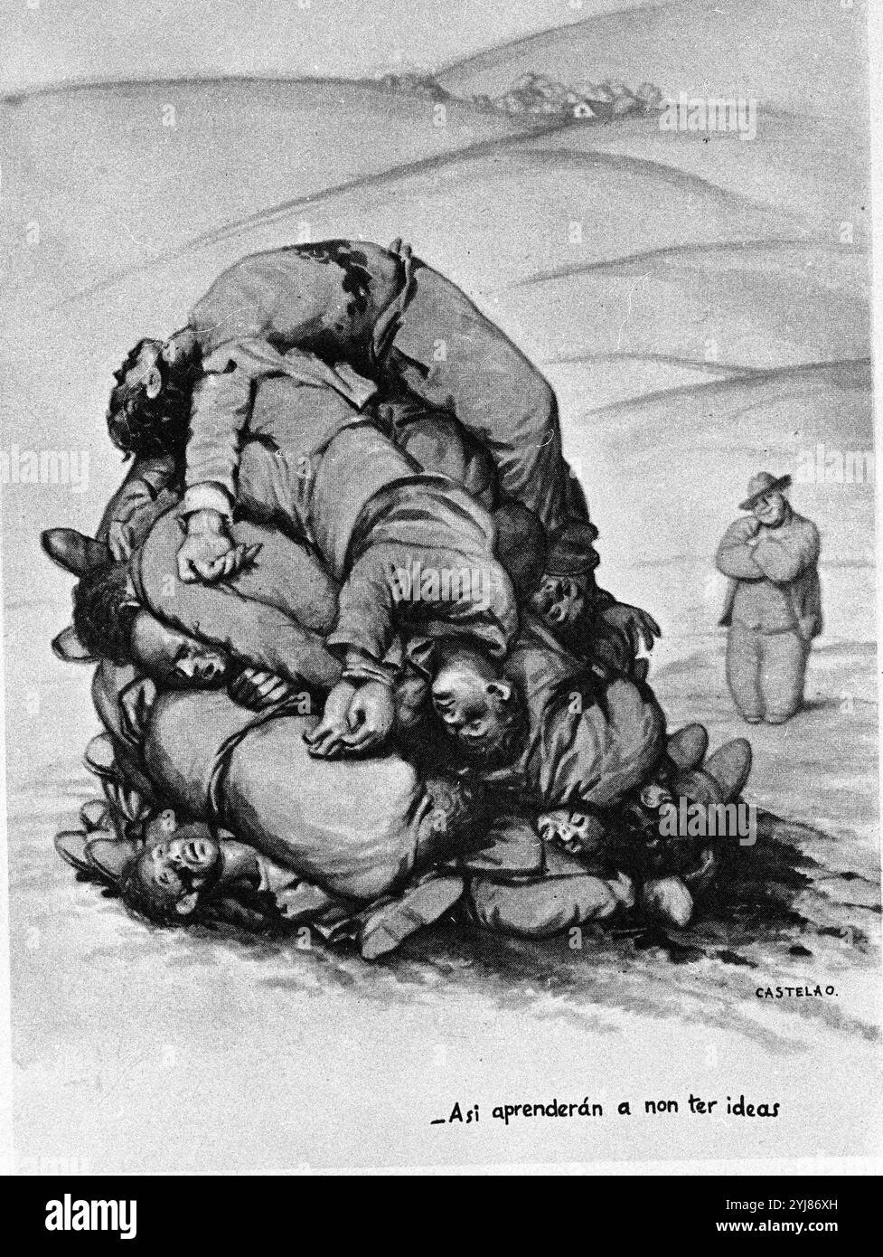 ASI APRENDERAN A AUCUNE IDÉE DE TENER. Auteur : ALFONSO Castelao (1886-1950). LIEU : FUNDACION PABLO IGLESIAS. MADRID. ESPAGNE. Banque D'Images