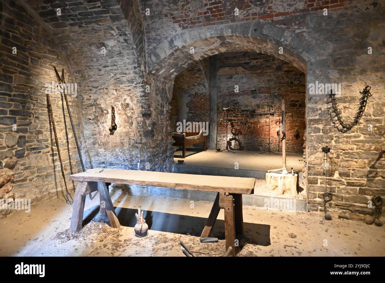 Donjon à l'intérieur du Gravensteen – Gand, Belgique – 22 octobre 2024 Banque D'Images