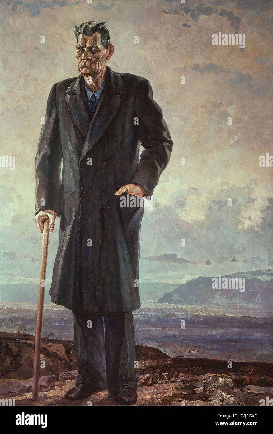 École russe. Portrait de Maxim Gorki (1868-1936), écrivain russe.. Moscou, galerie Tretyakov. Auteur : PAVEL KORIN. Lieu : GALERIA TRETYAKOV. MOSKAU. RUSSIE. Banque D'Images