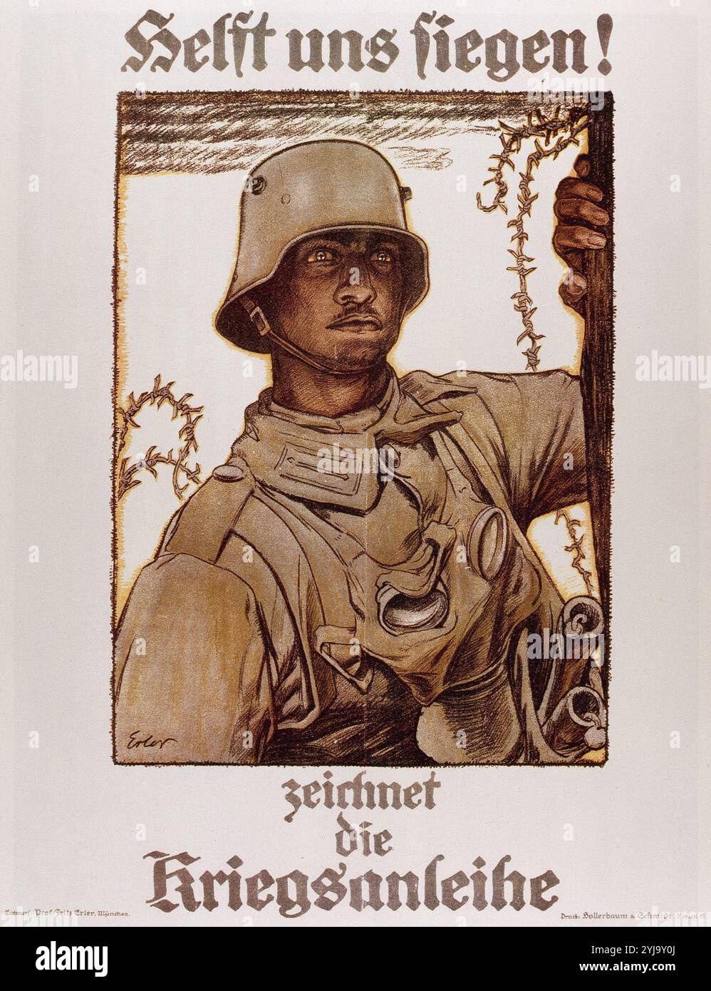 La PREMIÈRE GUERRE MONDIALE (1914-1918). Poster ' nous aider à gagner ' par Fritz ERLER (1868-1940), édité par le Gouvernement allemand. Banque D'Images