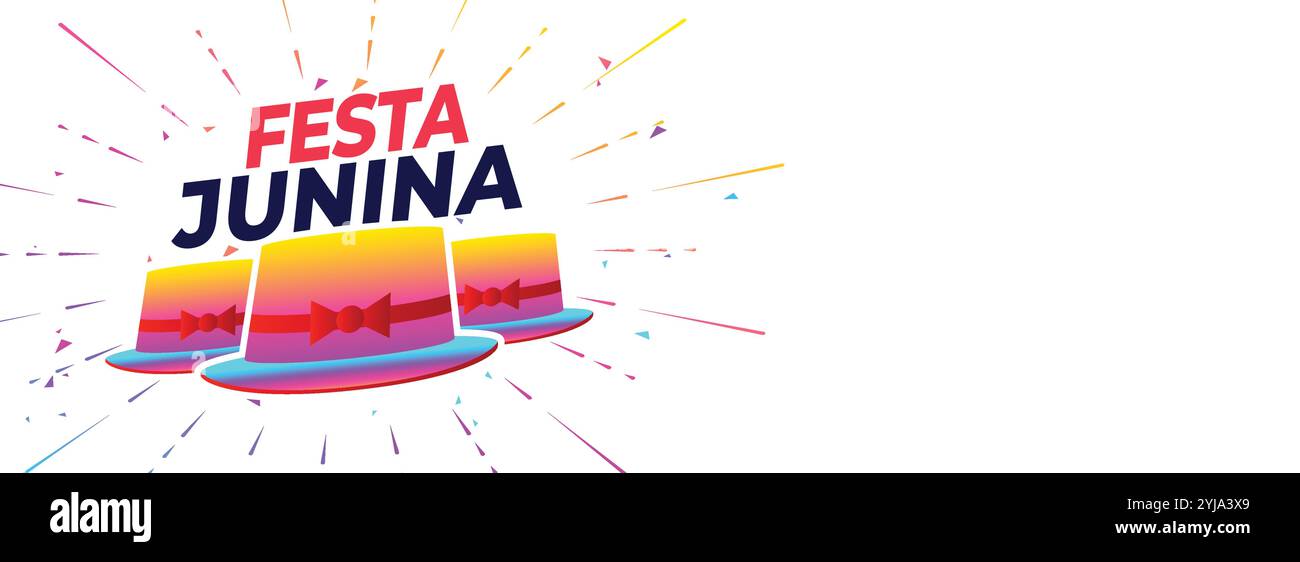 Festa junina fête bannière avec chapeau coloré Illustration de Vecteur