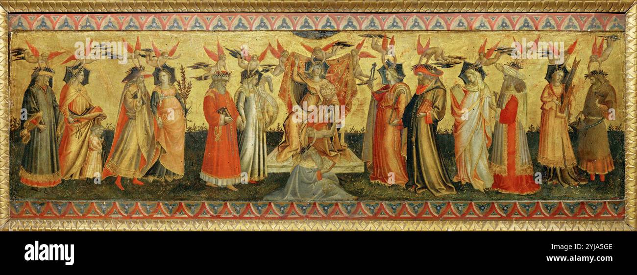 Giovanni dal Ponte / 'les sept Arts libéraux', v. 1435, Tempera sur panneau, 56 x 155 cm, P02844. MUSÉE : MUSEO DEL PRADO, MADRID, ESPAGNE. Cicéron. Ptolémée. Pythagore. TUBAL-CAIN. Aristote. EUCLIDE. Banque D'Images