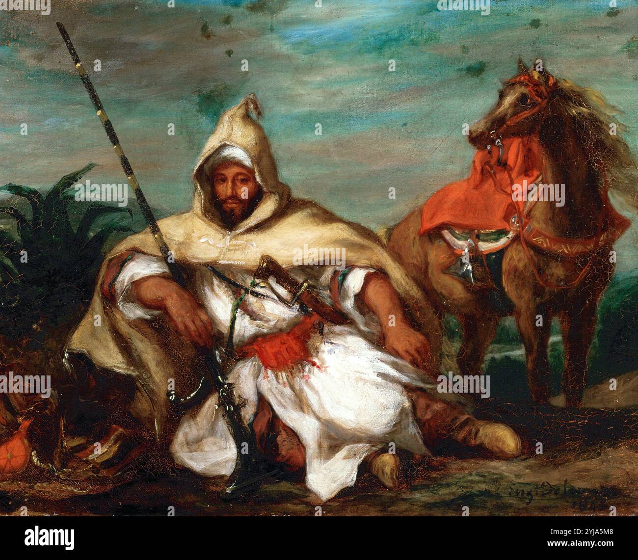 Eugène Delacroix / 'Soldier marocain', 1845, huile sur toile, 32 x 41 cm. Musée : Musée des Beaux Arts, Burdeos, France. Banque D'Images