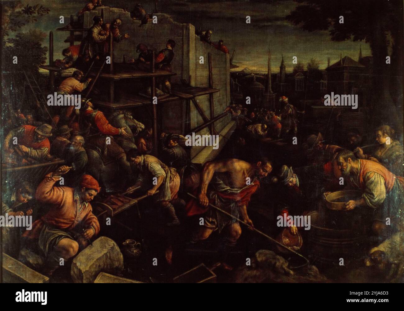 Leandro Bassano / 'la Tour de Babel', c.1600, huile sur toile, 137,1 x 189,2 cm. Musée : NATIONAL GALLERY, LONDRES, Royaume-Uni. Banque D'Images