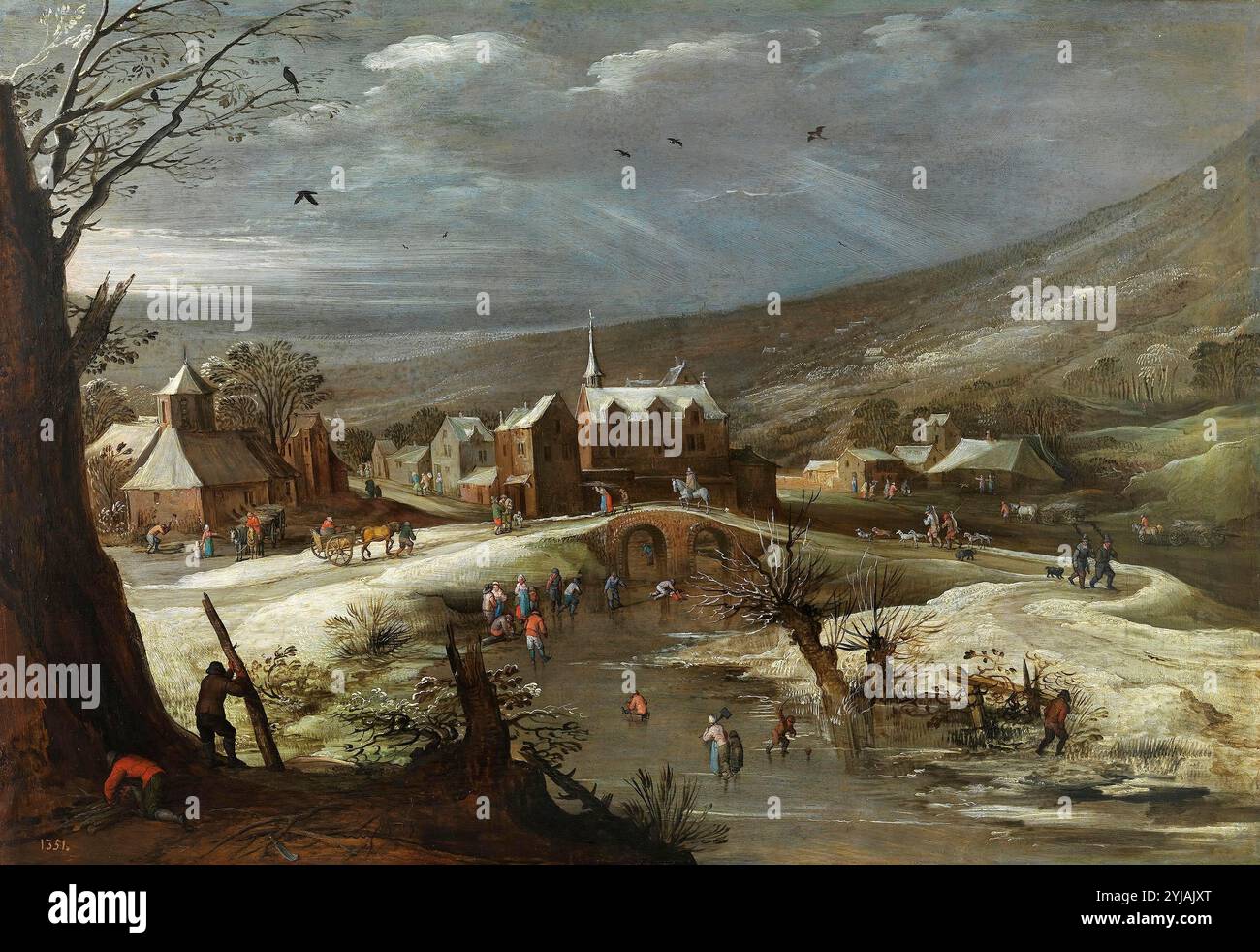 Jan Brueghel 'el Viejo' ; Joos de II Momper / 'patinage sur glace', 1615-1625, École flamande, panneau, 58 cm x 84 cm, P01588. MUSÉE : MUSEO DEL PRADO, MADRID, ESPAGNE. Banque D'Images