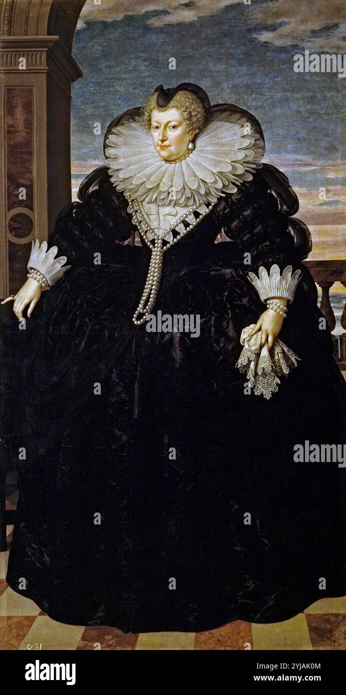 Frans Pourbus 'el Joven' / 'Marie de'Médicis, Reine de France', 1617, Ecole flamande, huile sur toile, 215 cm x 115 cm, P01624. MUSÉE : MUSEO DEL PRADO, MADRID, ESPAGNE. Banque D'Images