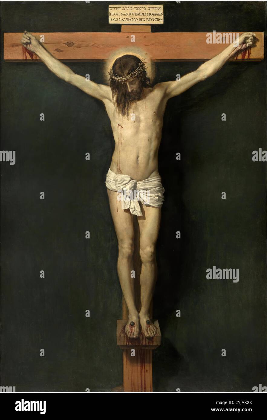 Diego Rodríguez de Silva y Velázquez / 'Christ Crucified', vers 1632, École espagnole, huile sur toile, 248 cm x 169 cm, P01167. MUSÉE : MUSEO DEL PRADO, MADRID, ESPAGNE. JÉSUS. Banque D'Images