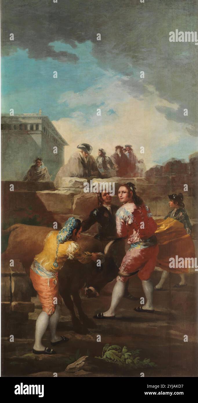 Francisco de Goya y Lucientes / 'les jeunes taureaux', 1777-1780, École espagnole, huile sur toile, 259 cm x 136 cm, P00787. MUSÉE : MUSEO DEL PRADO, MADRID, ESPAGNE. Banque D'Images