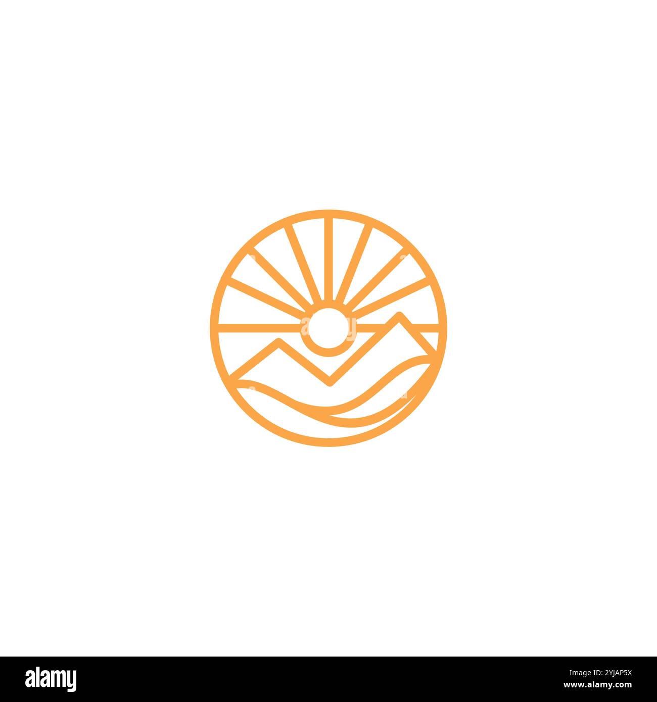 Illustration vectorielle du logo Sun Mountain Line. Icône Sunrise Landscape Illustration de Vecteur