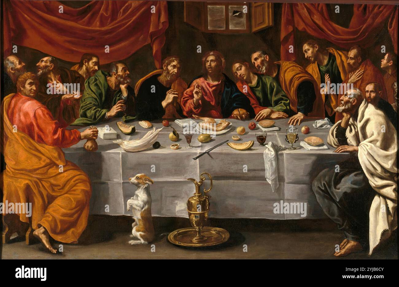 Luis Tristán / 'la Cène', vers 1620, École espagnole, huile sur toile, 107 cm x 164 cm, P07679. MUSÉE : MUSEO DEL PRADO, MADRID, ESPAGNE. JÉSUS. Banque D'Images