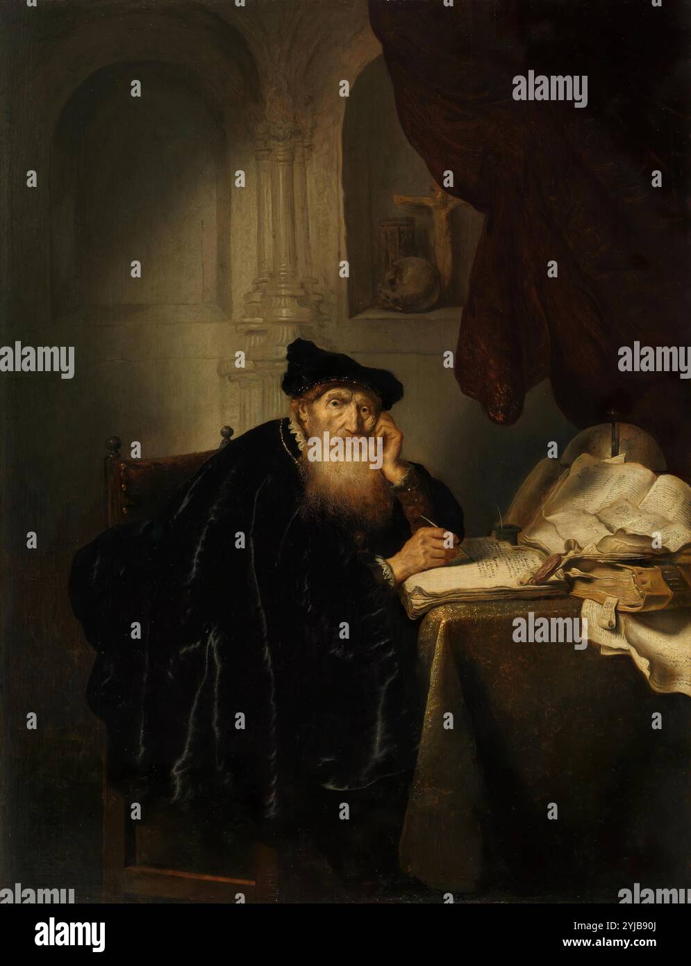 Salomon Koninck / 'A Philosopher', 1635, École néerlandaise, huile sur panneau, 71 cm x 54 cm, P02974. MUSÉE : MUSEO DEL PRADO, MADRID, ESPAGNE. Banque D'Images