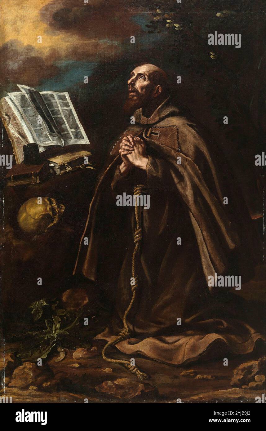 Luis Tristán / 'Saint Pierre d'Alcantara', début du XVIIe siècle, École espagnole, huile sur toile, 169 cm x 111 cm, P03078. MUSÉE : MUSEO DEL PRADO, MADRID, ESPAGNE. Auteur : LUIS TRISTAN. Banque D'Images