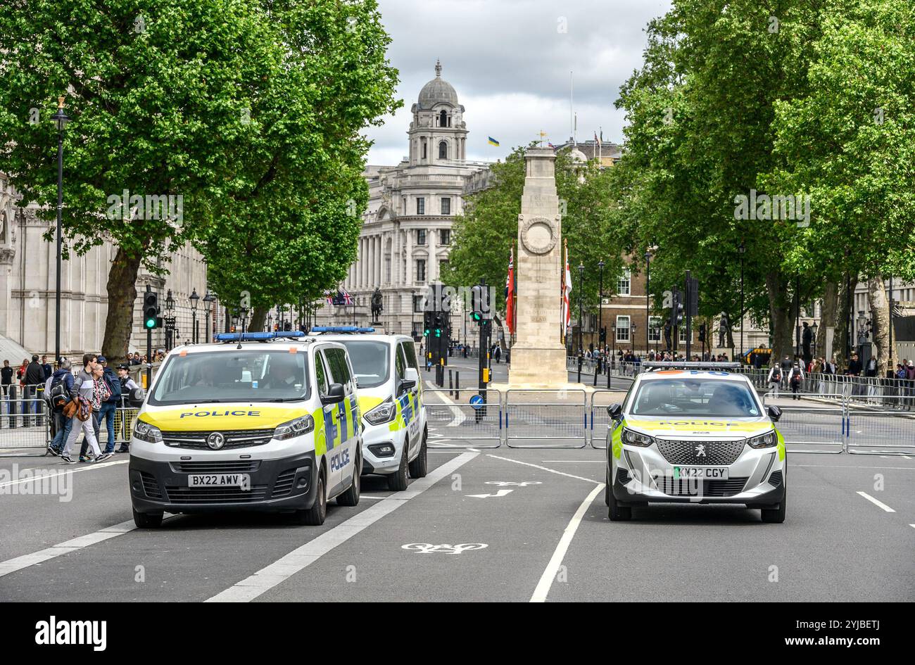 Londres, Royaume-Uni. Whitehall a fermé à la circulation avant une cérémonie au cénotaphe Banque D'Images