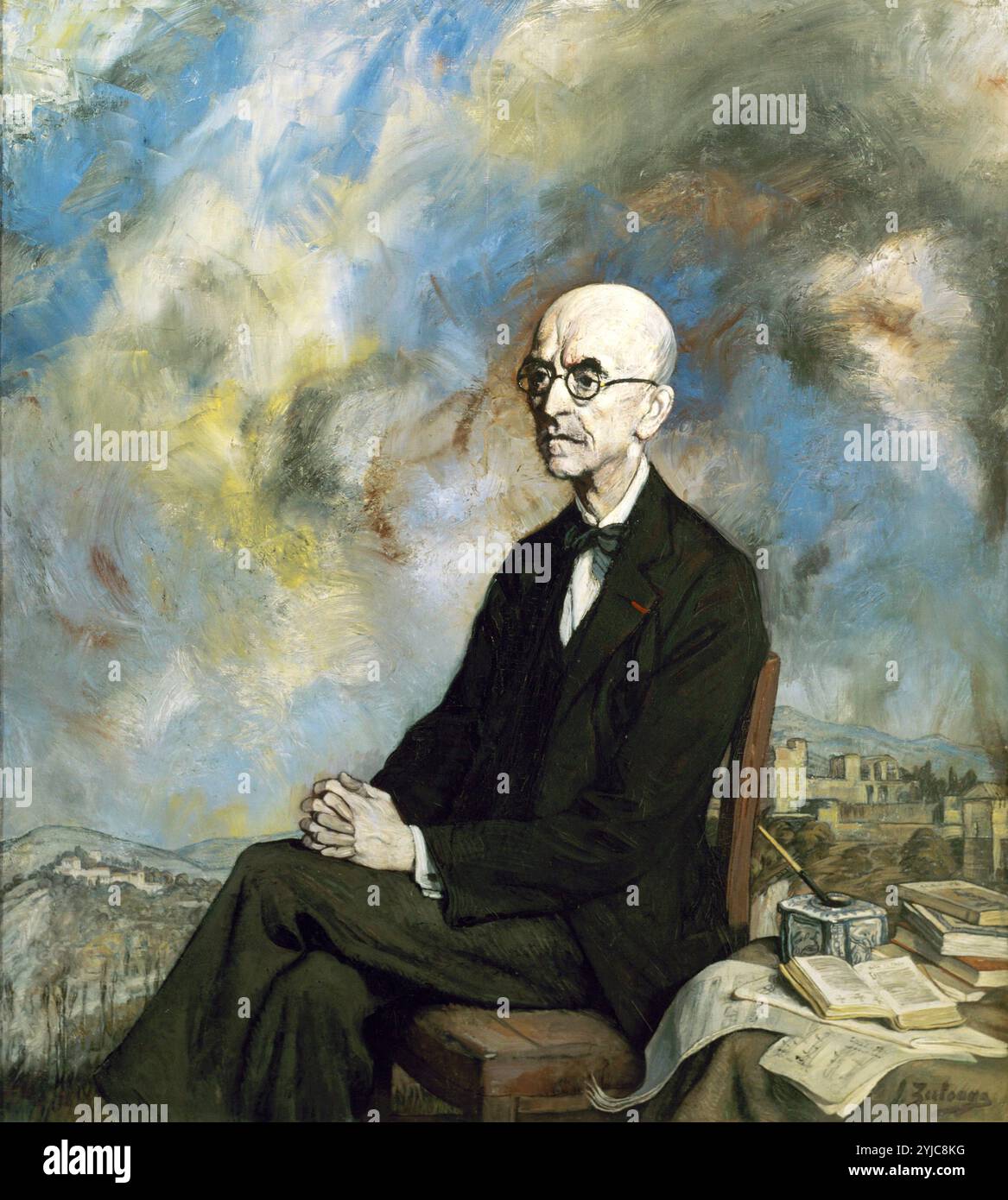 Portrait du compositeur Manuel de Falla, 1932, huile sur toile, 145x173 cm. Musée : Colección Zuloaga Zumaya, Guipúzcoa, ESPAGNE. Auteur : IGNACIO ZULOAGA. Banque D'Images