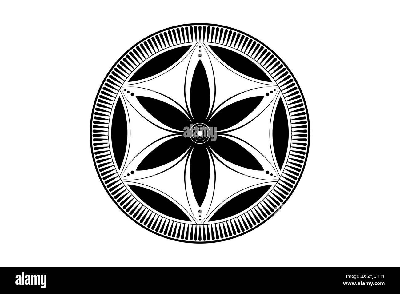Seed Flower of Life lotus icône, logo mandala géométrie sacrée, tatouage symbole de l'harmonie et de l'équilibre. Talisman mystique, conception ronde vectorielle isolée Illustration de Vecteur