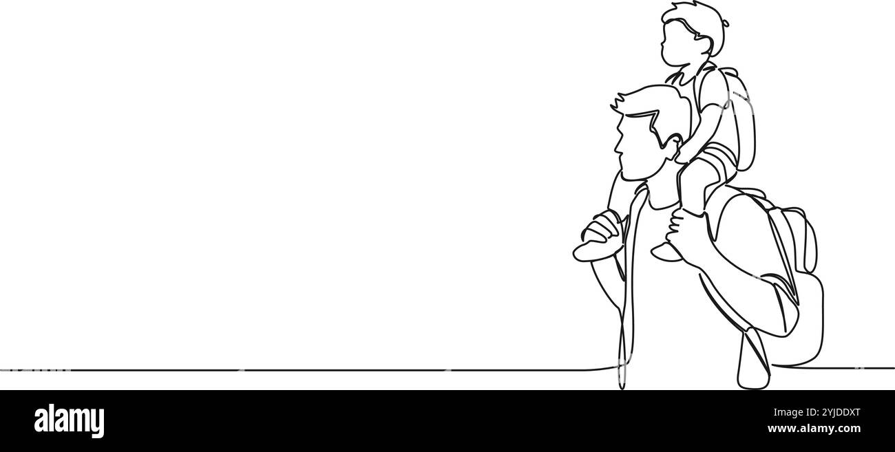 dessin continu d'une seule ligne de père portant l'enfant sur ses épaules, illustration vectorielle d'art au trait Illustration de Vecteur dessin continu d'une seule ligne de père portant l'enfant sur ses épaules, illustration vectorielle d'art au trait Illustration de Vecteur
