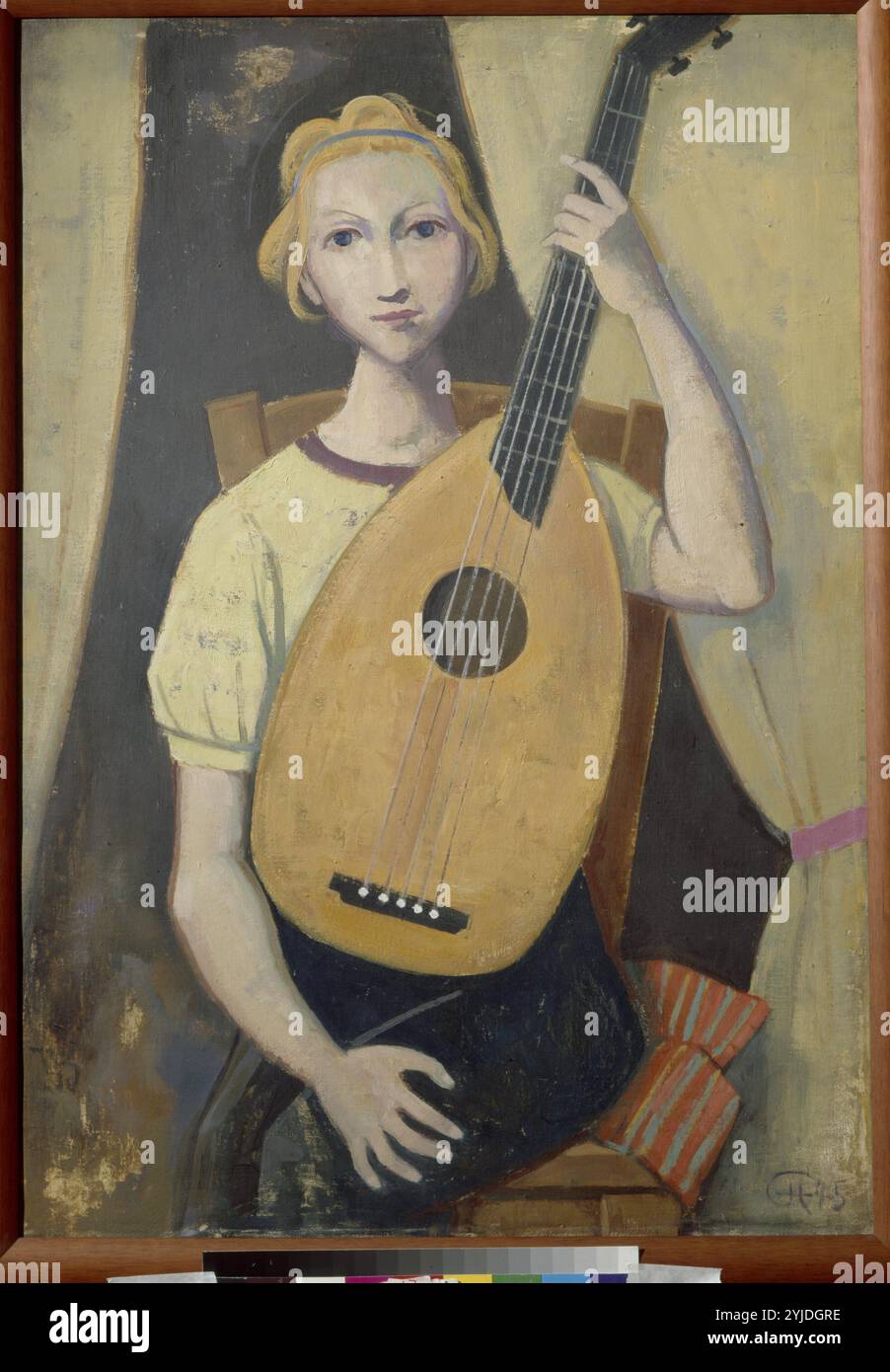 Une fille avec un luth. Musée : State A. Musée Pouchkine des Beaux-Arts, Moscou. Auteur : KARL HOFER. Banque D'Images