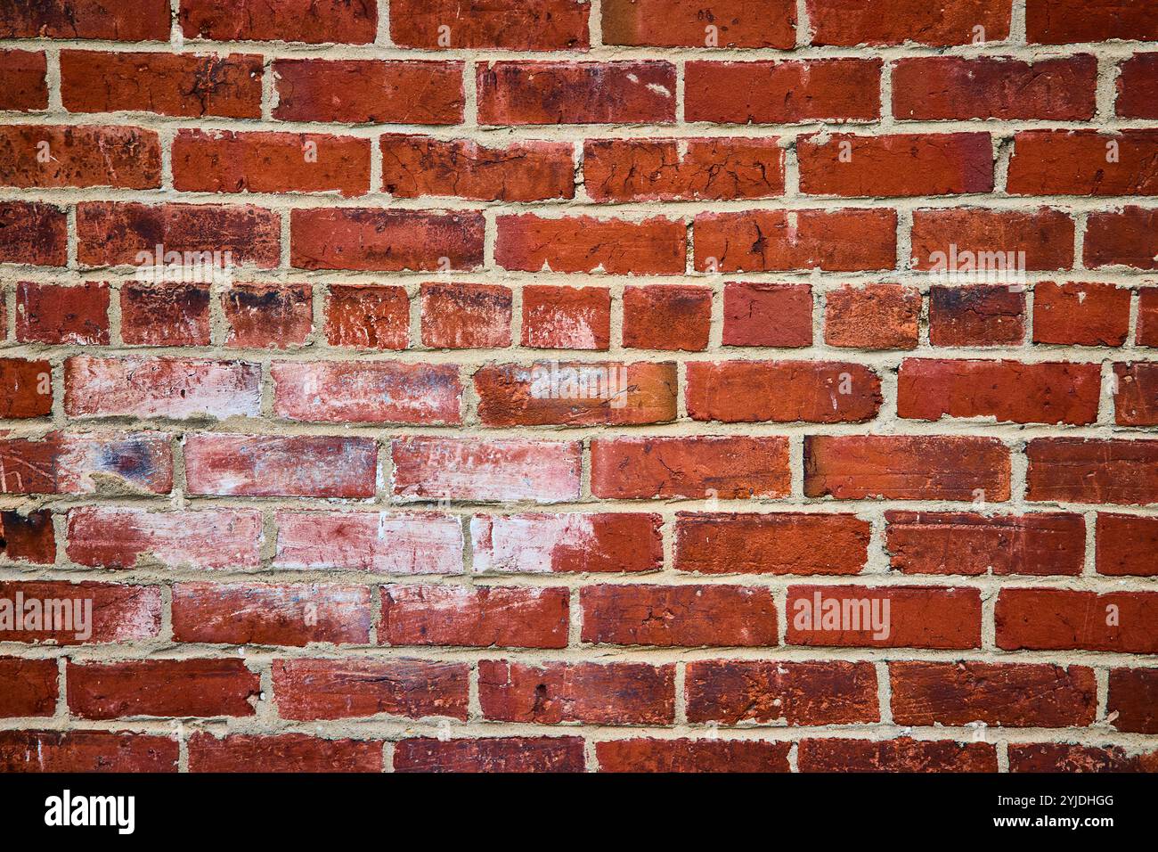 Mur de briques rouges avec texture de mortier gros plan au niveau des yeux Banque D'Images