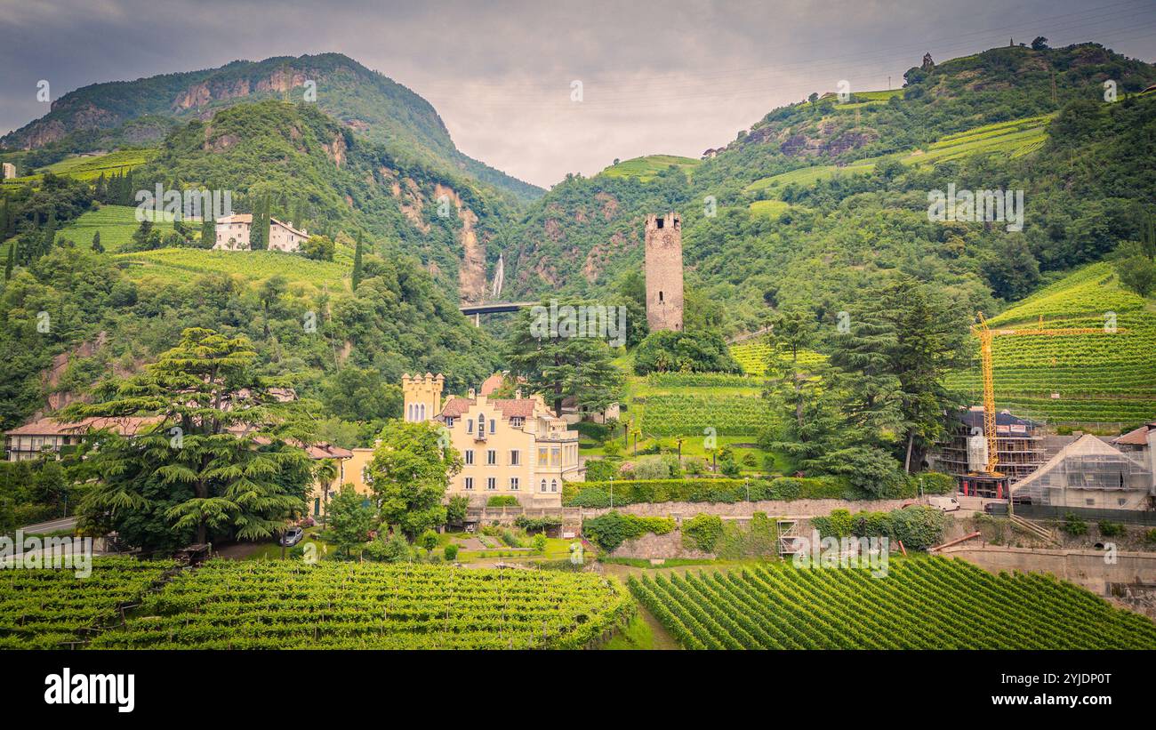 BOLZANO, ITALIE – 27 AOÛT 2024 : Tenuta Hans Rottensteiner, un domaine viticole renommé de Bolzano, produit des vins raffinés, mettant en valeur la dédicace de la région Banque D'Images