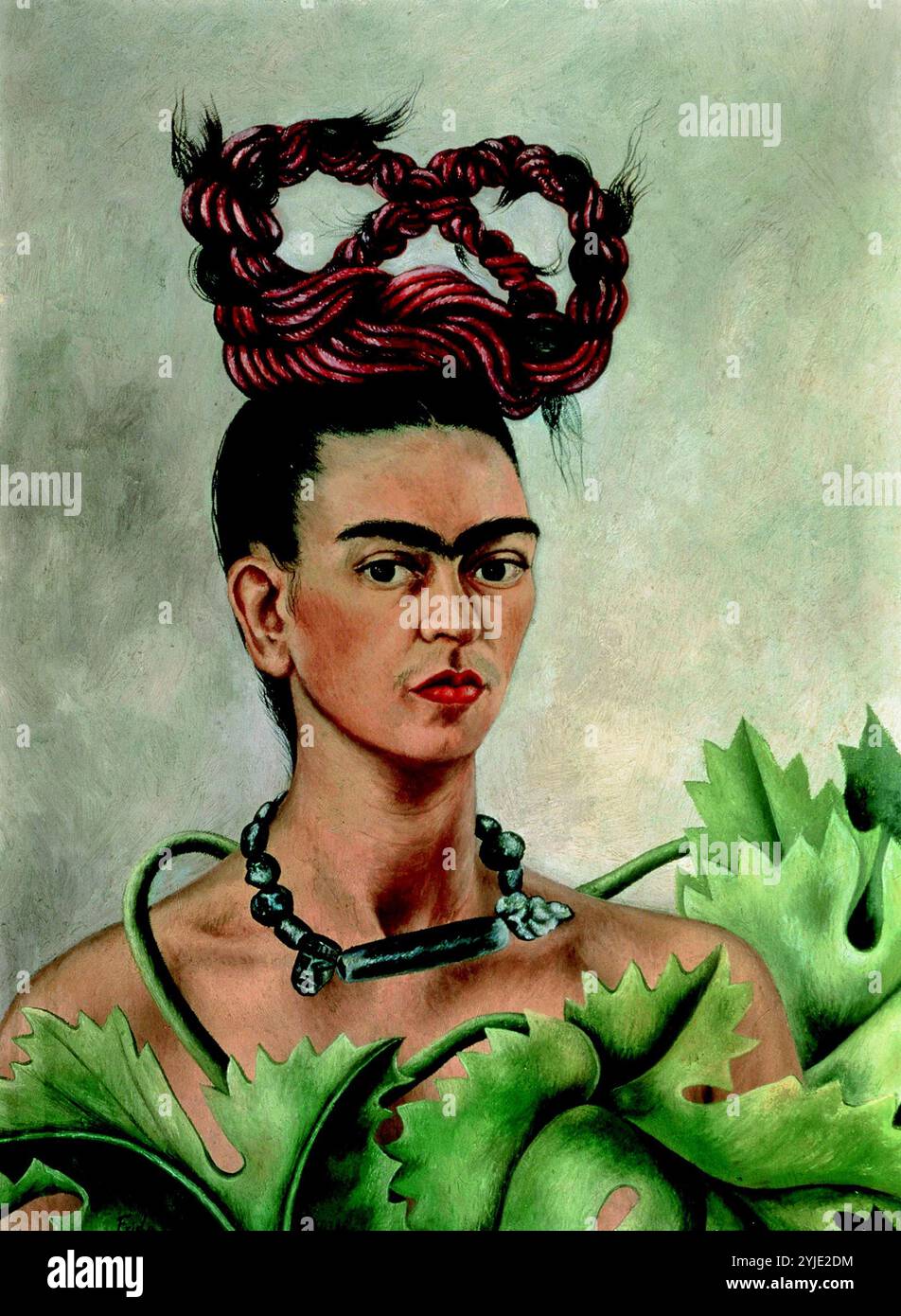 Autoportrait avec tresse. Musée : la Colección de Arte Mexicano Moderno y Contemporáneo de Jacques y Natasha Gelman. Auteur : FRIDA KAHLO. Banque D'Images