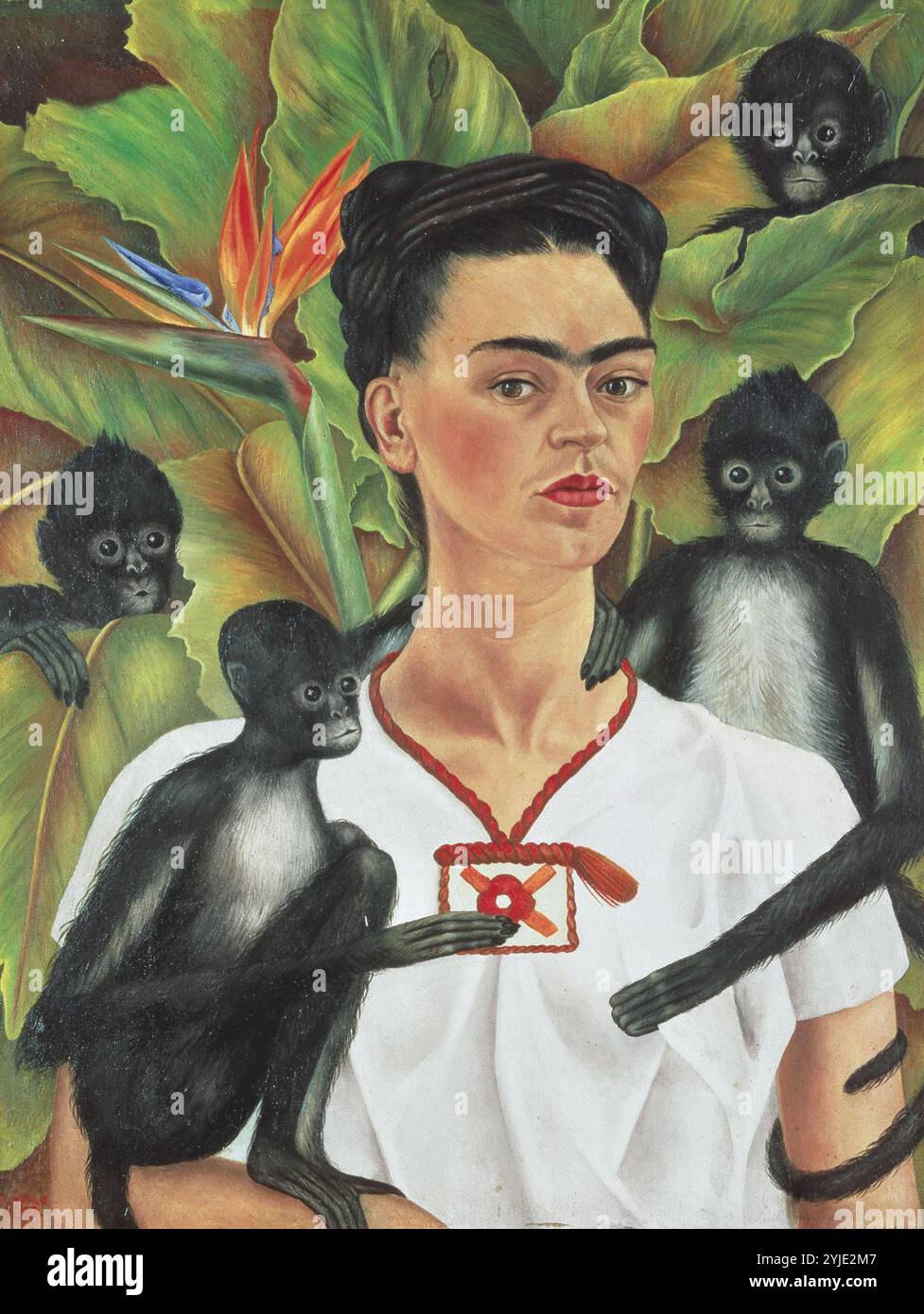 Autoportrait avec des singes. Musée : la Colección de Arte Mexicano Moderno y Contemporáneo de Jacques y Natasha Gelman. Auteur : FRIDA KAHLO. Banque D'Images