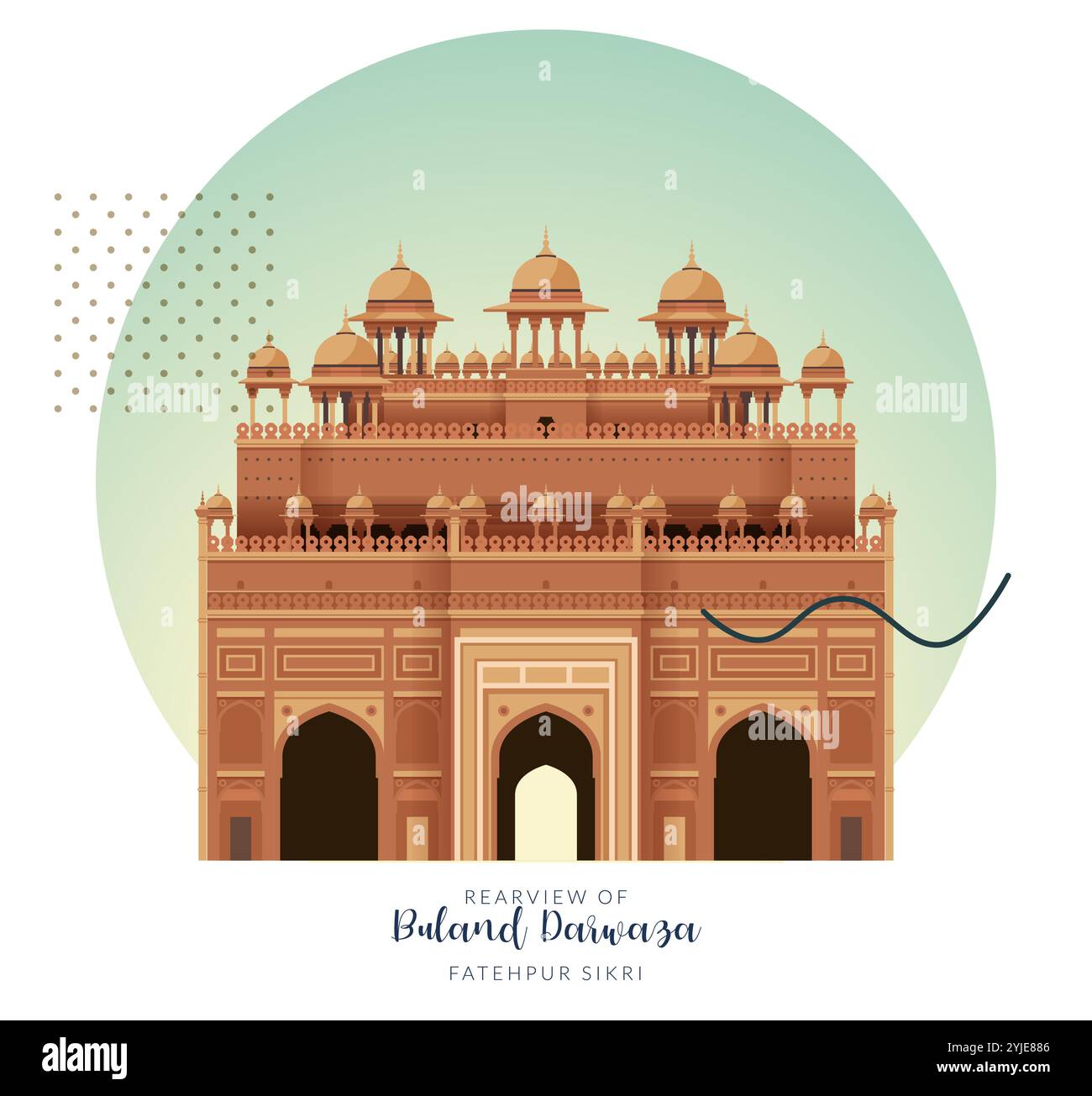 Buland Dawaza - Rearview - Fatehpur Sikri, Uttar Pradesh - Stock illustration as EPS 10 File Illustration de Vecteur