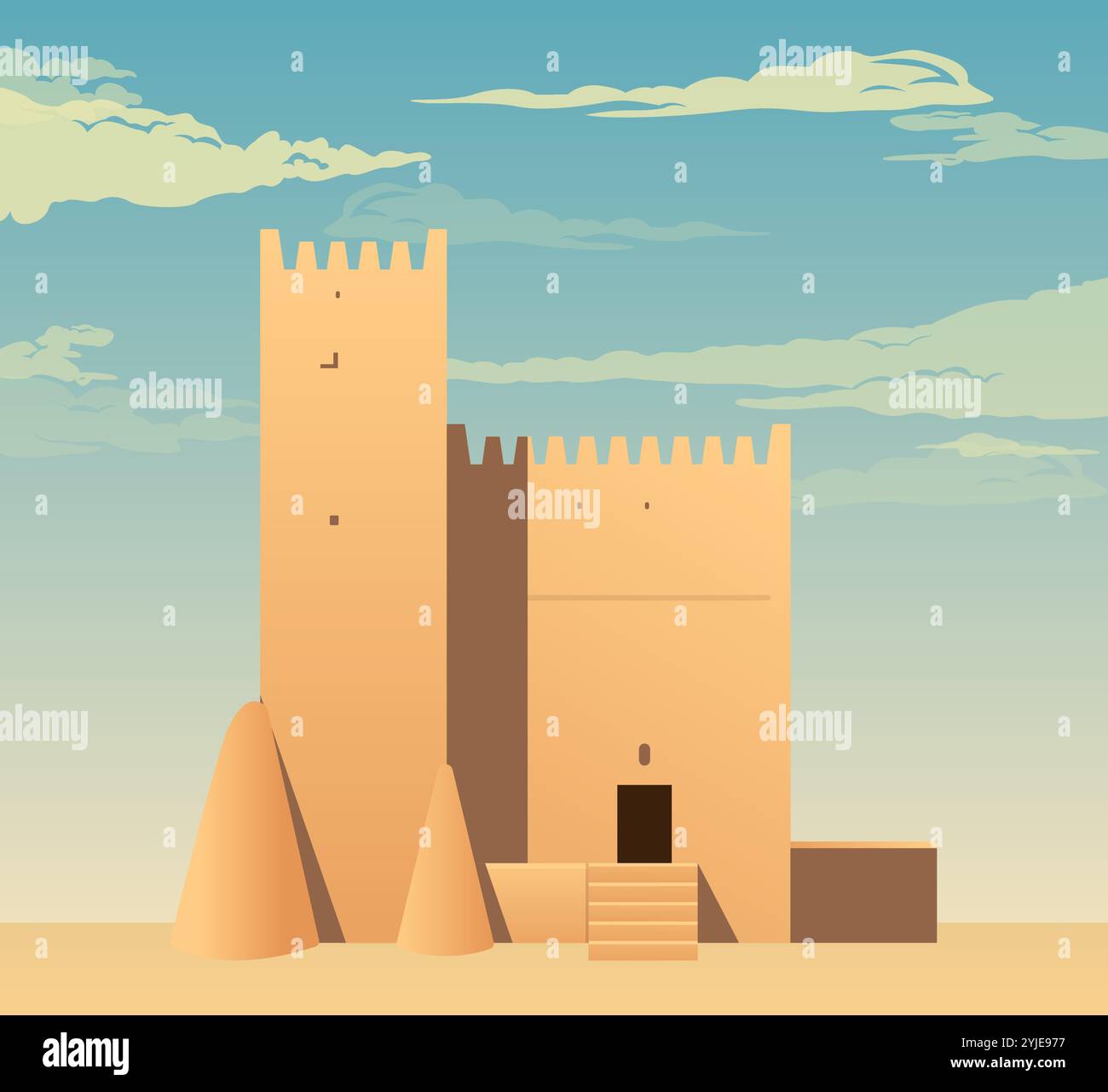 Tours de Barzan - tours de Fort Umm Salal Mohammed - illustration en fichier EPS 10 Illustration de Vecteur