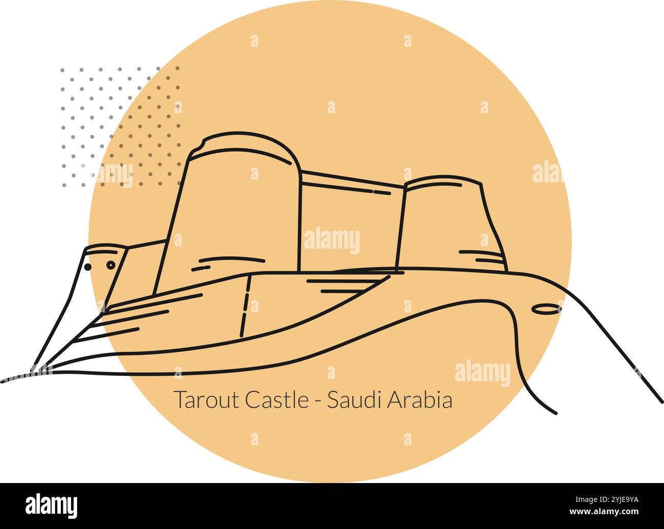 Château de Tarout - forteresse en Arabie Saoudite - illustration stock comme fichier EPS 10 Illustration de Vecteur
